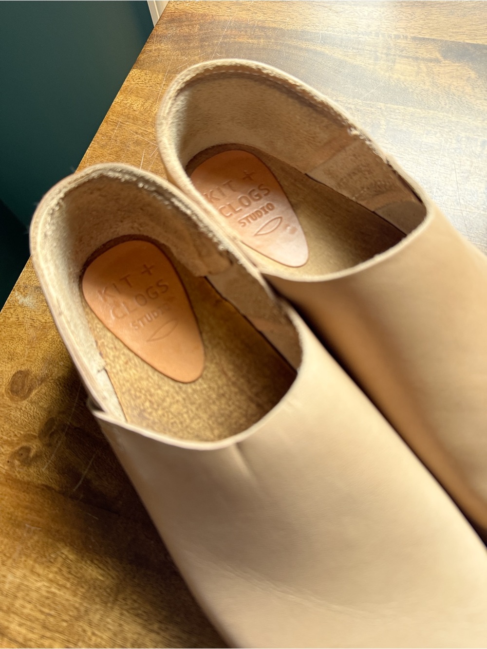 Nude Leather clogs by